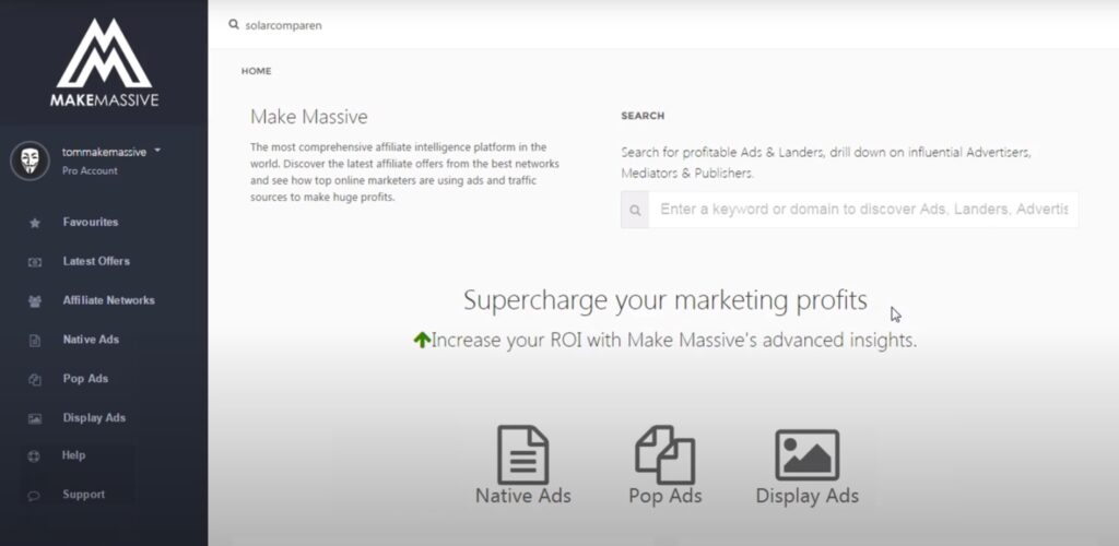 Spy tool for pop ads MakeMassive review