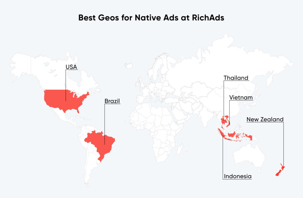 The best GEOs for Native ads at RichAds ad network in January 2024