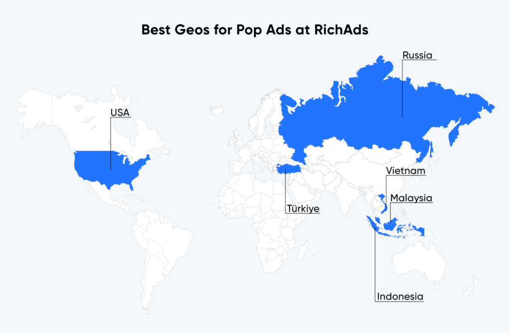 Лучшие ГЕО для попсов в декабре 2023 в рекламной сети RichAds